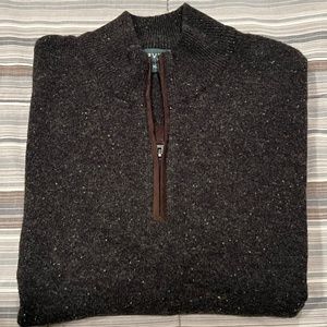 Men's Half-Zip Wool Sweater - Forrest Green - XL
